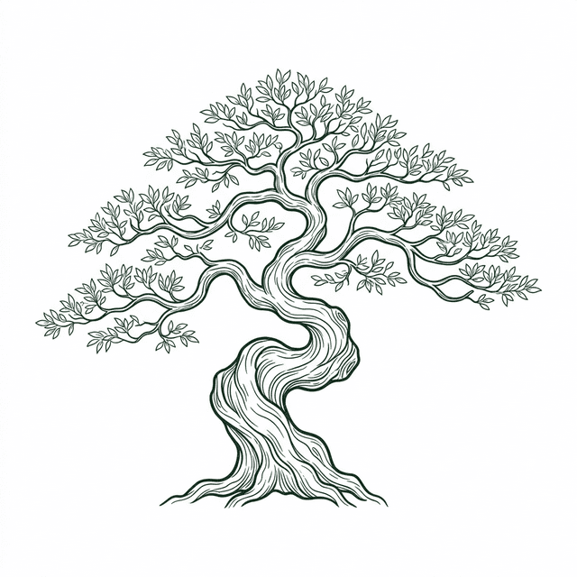 Intricate 3D bonsai tree representing digital architecture